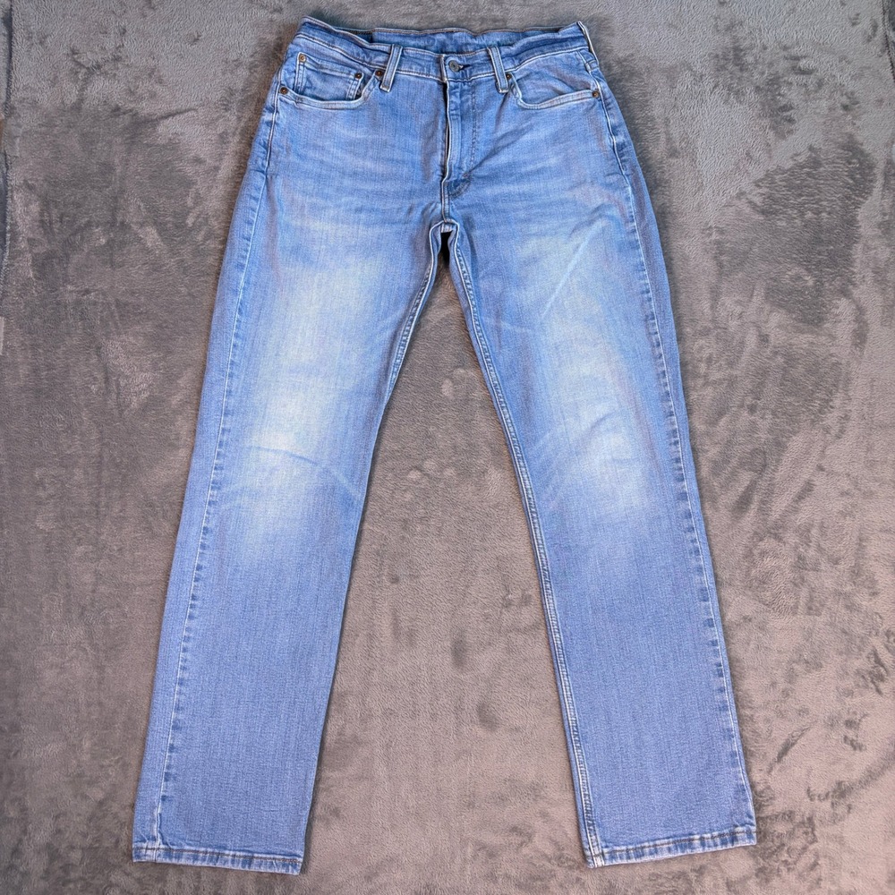 Levi's 514 Straight Fit Jeans Men's 32x34 (31x32) Light Wash Blue Stretch Denim